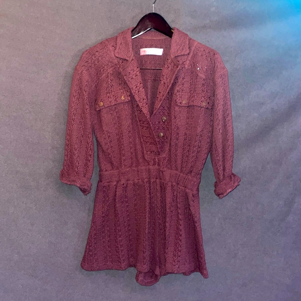 Brand new/never been worn Free People Beach crochet/knot romper, burgundy, XS